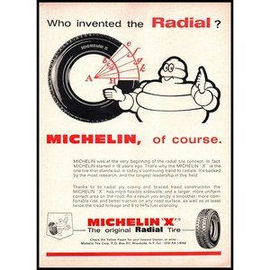 1966 Michelin X Radial Tire Vintage Print Ad Bibendum Man Geometry Wall Art